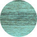 Round Machine Washable Abstract Light Blue Contemporary Rug, wshcon1570lblu