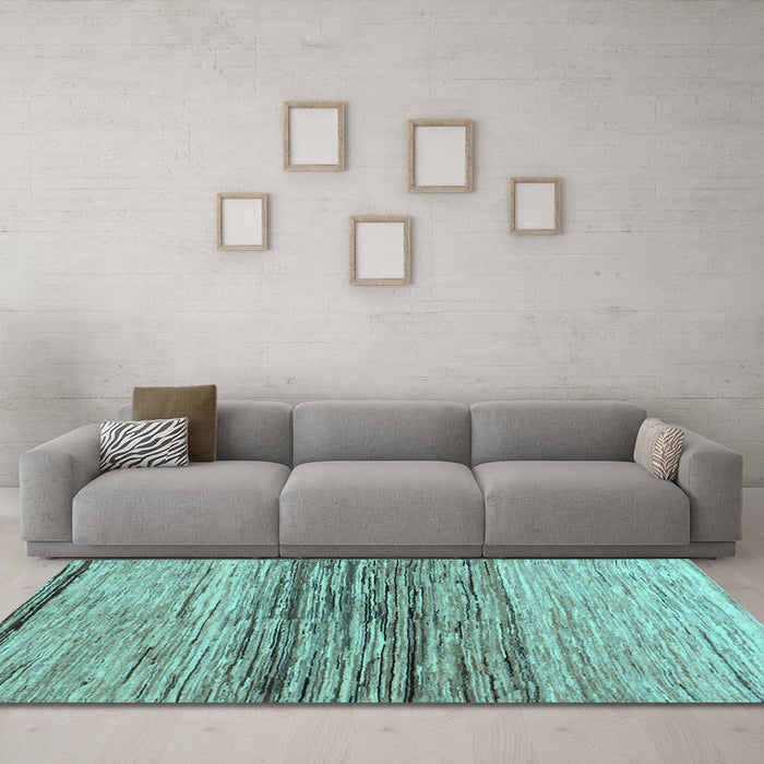 Machine Washable Abstract Light Blue Contemporary Rug in a Living Room, wshcon1570lblu