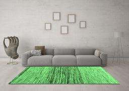 Machine Washable Abstract Emerald Green Contemporary Area Rugs in a Living Room,, wshcon1570emgrn
