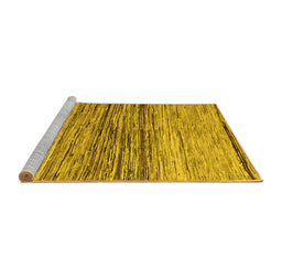 Sideview of Machine Washable Abstract Yellow Contemporary Rug, wshcon1570yw