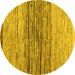 Round Machine Washable Abstract Yellow Contemporary Rug, wshcon1570yw