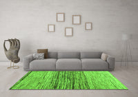 Machine Washable Abstract Green Contemporary Rug, wshcon1570grn