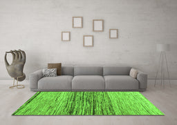 Machine Washable Abstract Green Contemporary Area Rugs in a Living Room,, wshcon1570grn