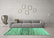 Machine Washable Abstract Turquoise Contemporary Area Rugs in a Living Room,, wshcon1570turq