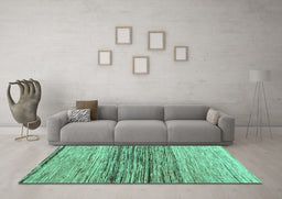 Machine Washable Abstract Turquoise Contemporary Area Rugs in a Living Room,, wshcon1570turq