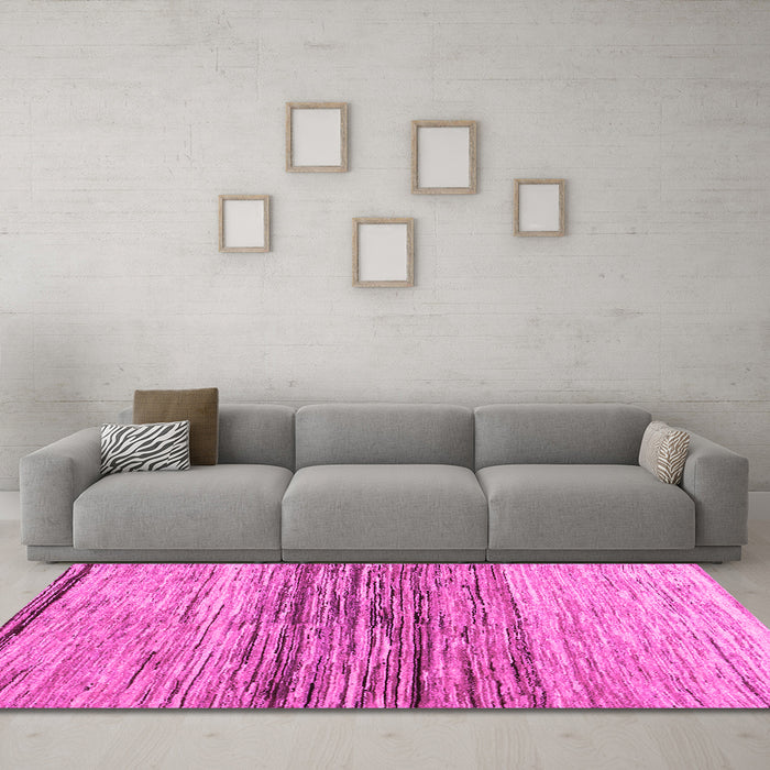 Machine Washable Abstract Pink Contemporary Rug in a Living Room, wshcon1570pnk