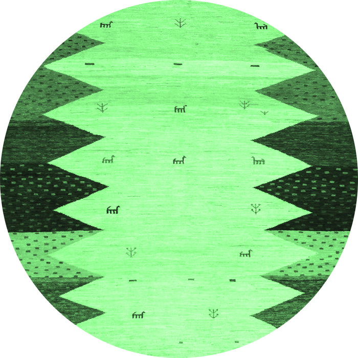 Round Abstract Emerald Green Contemporary Rug, con1571emgrn