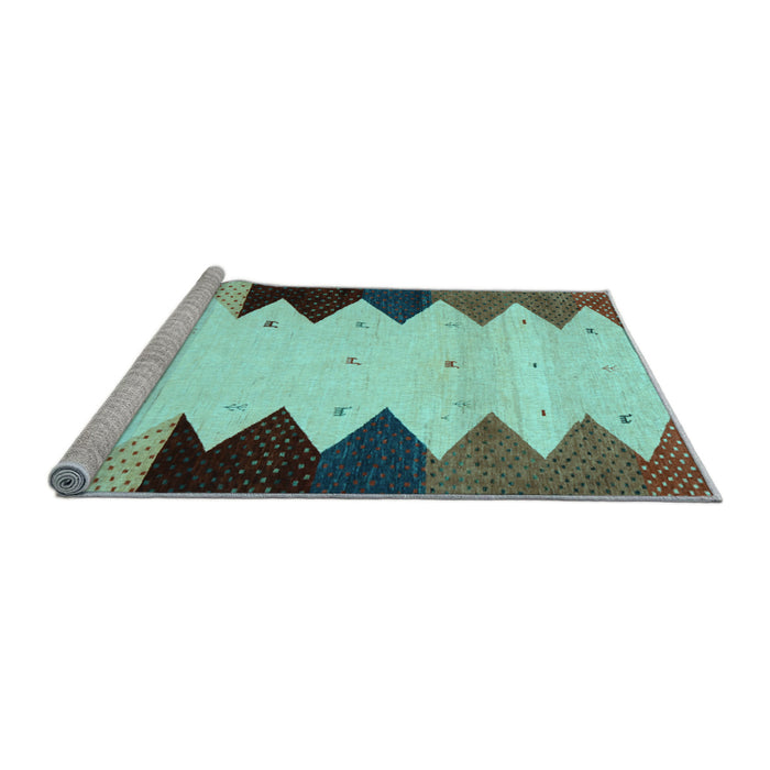 Sideview of Machine Washable Abstract Light Blue Contemporary Rug, wshcon1571lblu