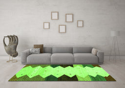 Machine Washable Abstract Green Contemporary Area Rugs in a Living Room,, wshcon1571grn
