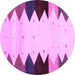 Round Abstract Purple Contemporary Rug, con1571pur