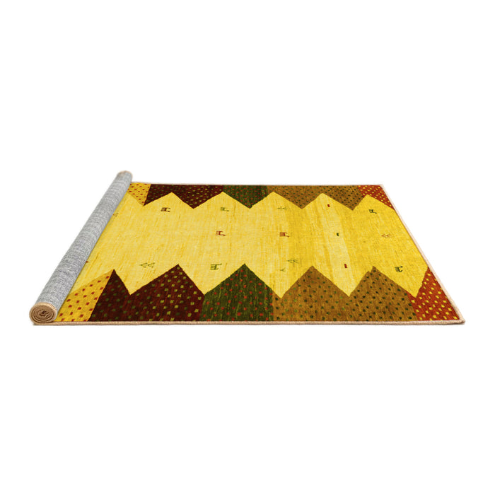 Sideview of Machine Washable Abstract Yellow Contemporary Rug, wshcon1571yw
