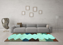 Machine Washable Abstract Light Blue Contemporary Rug in a Living Room, wshcon1571lblu
