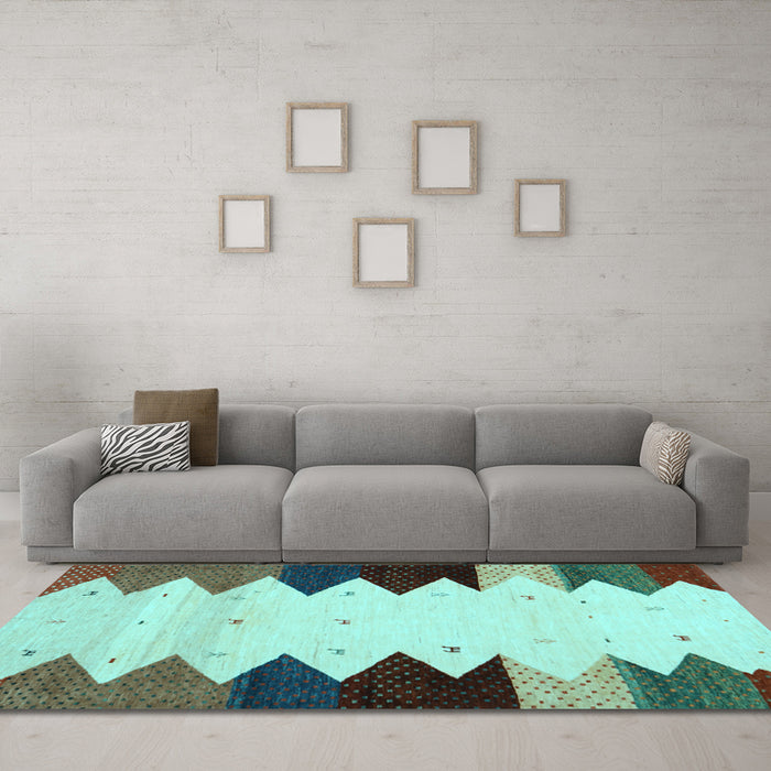 Machine Washable Abstract Light Blue Contemporary Rug in a Living Room, wshcon1571lblu