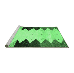 Sideview of Machine Washable Abstract Emerald Green Contemporary Area Rugs, wshcon1571emgrn