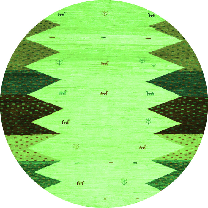 Square Abstract Green Contemporary Rug, con1571grn