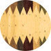 Round Abstract Brown Contemporary Rug, con1571brn