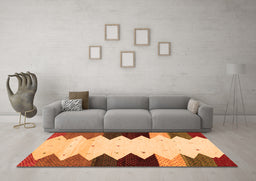 Machine Washable Abstract Orange Contemporary Area Rugs in a Living Room, wshcon1571org