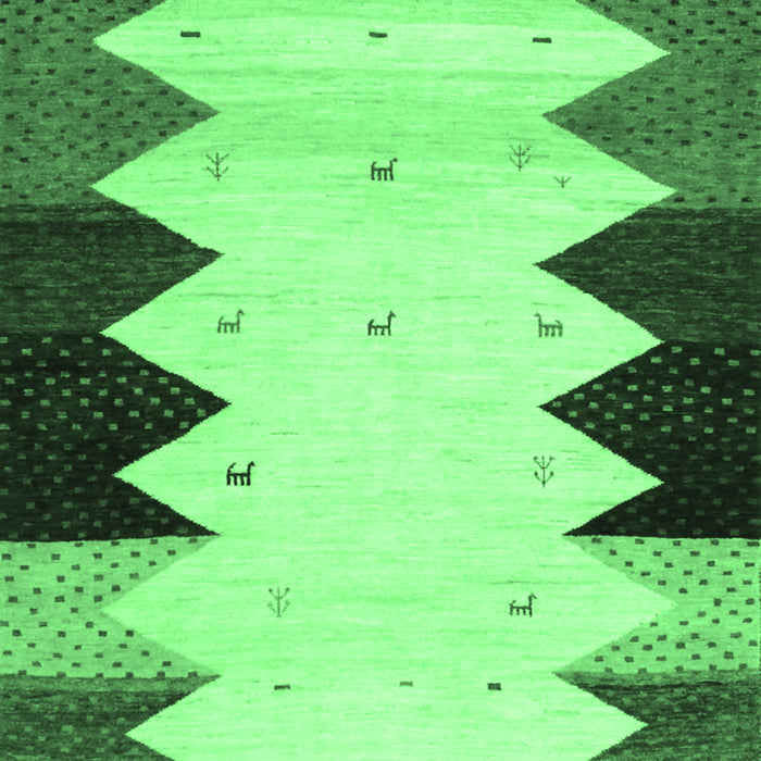 Machine Washable Abstract Emerald Green Contemporary Area Rugs, wshcon1571emgrn