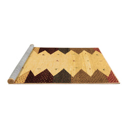 Sideview of Machine Washable Abstract Brown Contemporary Rug, wshcon1571brn