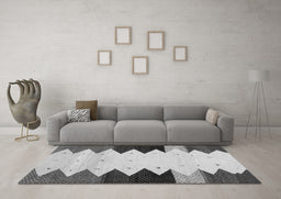 Machine Washable Abstract Gray Contemporary Rug in a Living Room,, wshcon1571gry