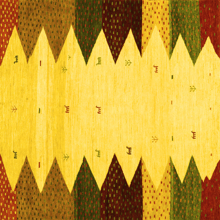 Square Abstract Yellow Contemporary Rug, con1571yw