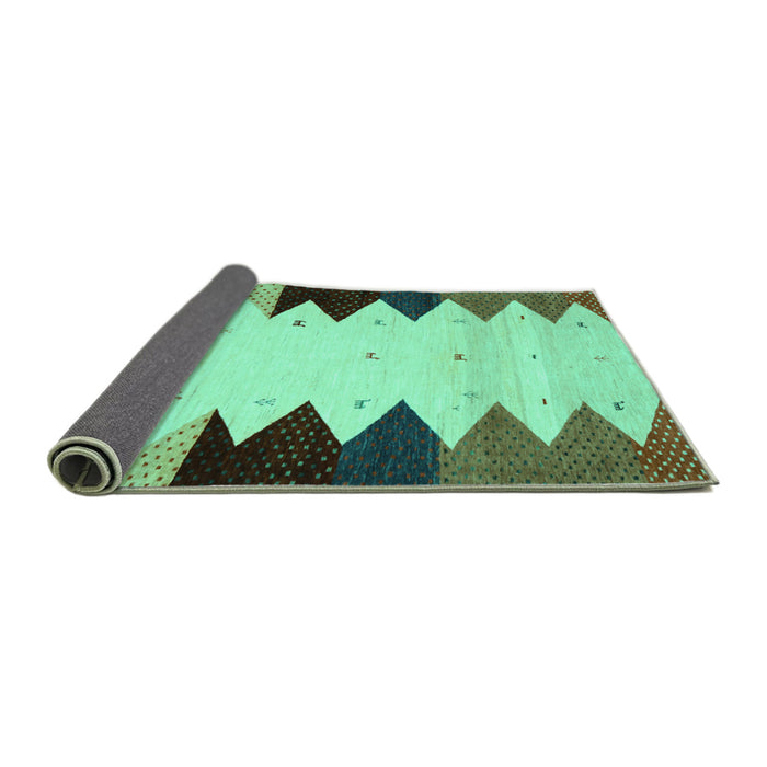 Sideview of Abstract Turquoise Contemporary Rug, con1571turq