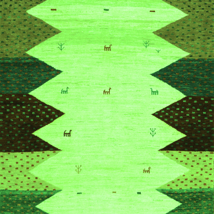 Serging Thickness of Machine Washable Abstract Green Contemporary Area Rugs, wshcon1571grn