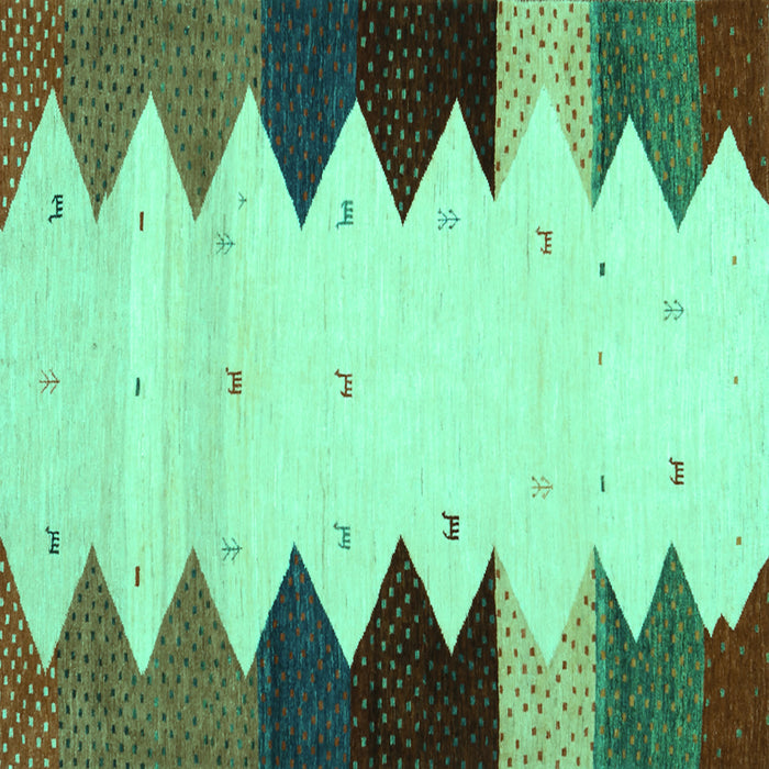 Square Abstract Turquoise Contemporary Rug, con1571turq