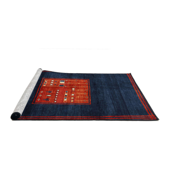 Serging Thickness of Machine Washable Contemporary Deep-Sea Blue Rug, wshcon1572
