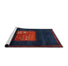 Serging Thickness of Machine Washable Contemporary Deep-Sea Blue Rug, wshcon1572