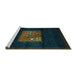 Sideview of Machine Washable Abstract Turquoise Contemporary Area Rugs, wshcon1572turq