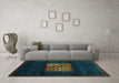 Machine Washable Abstract Turquoise Contemporary Area Rugs in a Living Room,, wshcon1572turq