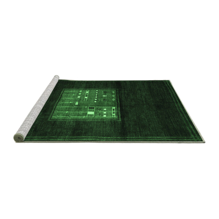 Sideview of Machine Washable Abstract Emerald Green Contemporary Area Rugs, wshcon1572emgrn