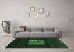 Machine Washable Abstract Emerald Green Contemporary Area Rugs in a Living Room,, wshcon1572emgrn