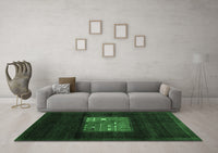 Machine Washable Abstract Emerald Green Contemporary Rug, wshcon1572emgrn