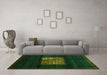 Machine Washable Abstract Green Contemporary Area Rugs in a Living Room,, wshcon1572grn