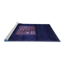 Sideview of Machine Washable Abstract Blue Contemporary Rug, wshcon1572blu