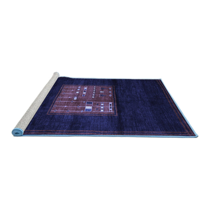 Sideview of Machine Washable Abstract Blue Contemporary Rug, wshcon1572blu