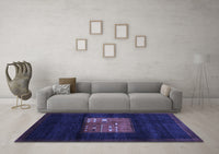 Machine Washable Abstract Blue Contemporary Rug, wshcon1572blu