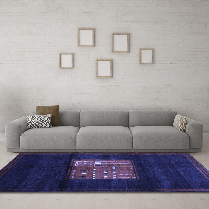 Machine Washable Abstract Blue Contemporary Rug in a Living Room, wshcon1572blu