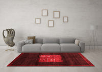 Machine Washable Abstract Red Contemporary Rug, wshcon1572red