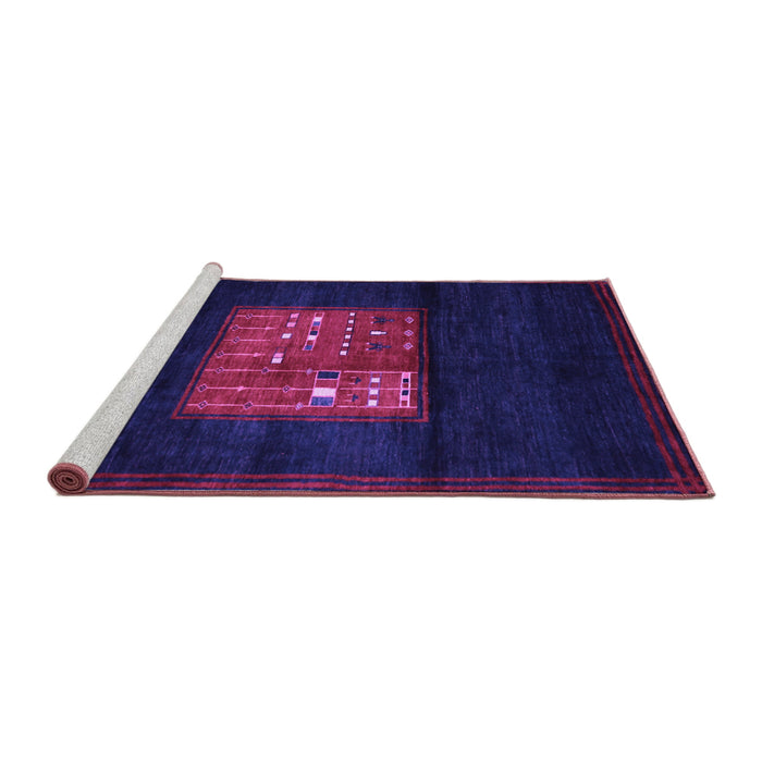 Sideview of Machine Washable Abstract Purple Contemporary Area Rugs, wshcon1572pur