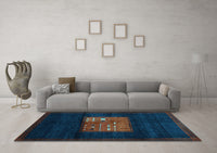 Machine Washable Abstract Light Blue Contemporary Rug, wshcon1572lblu