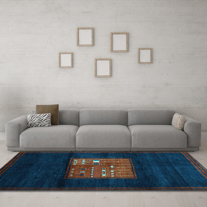 Machine Washable Abstract Light Blue Contemporary Rug in a Living Room, wshcon1572lblu