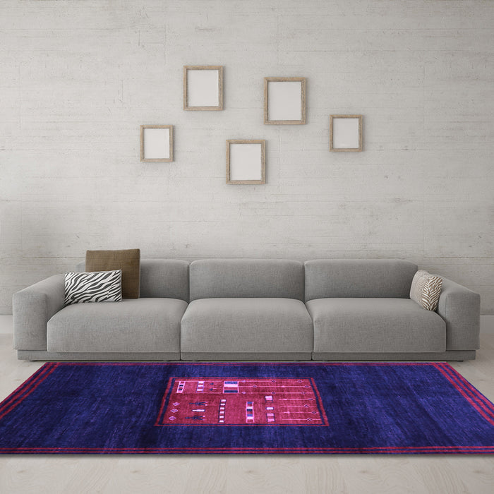 Machine Washable Abstract Purple Contemporary Area Rugs in a Living Room, wshcon1572pur