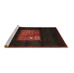 Sideview of Machine Washable Abstract Brown Contemporary Rug, wshcon1572brn