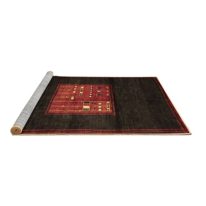 Sideview of Machine Washable Abstract Brown Contemporary Rug, wshcon1572brn