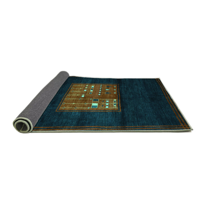 Sideview of Abstract Turquoise Contemporary Rug, con1572turq