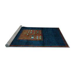 Sideview of Machine Washable Abstract Light Blue Contemporary Rug, wshcon1572lblu