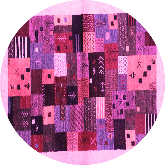 Round Abstract Pink Contemporary Rug, con1573pnk